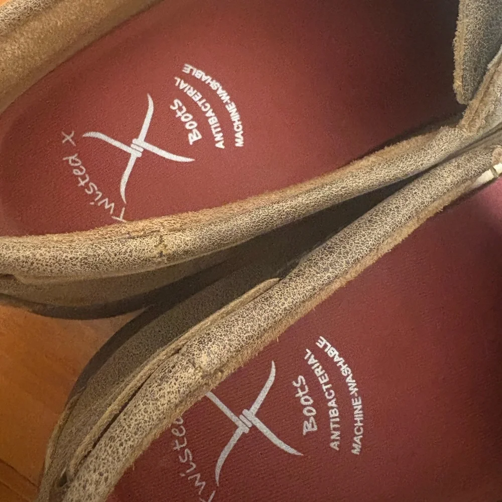 Twisted X Men’s Boat Shoe Driving Mocs in Bomber brown leather Size 7